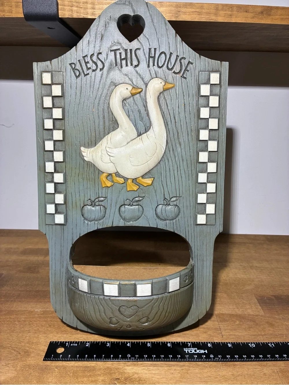 Vintage 1988 Burwood Bless This House Geese Wall Pocket Planter #2889A USA